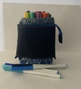 Trousse pot de crayon feuilles bleues