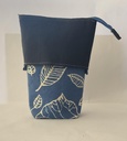 Trousse pot de crayon feuilles bleues